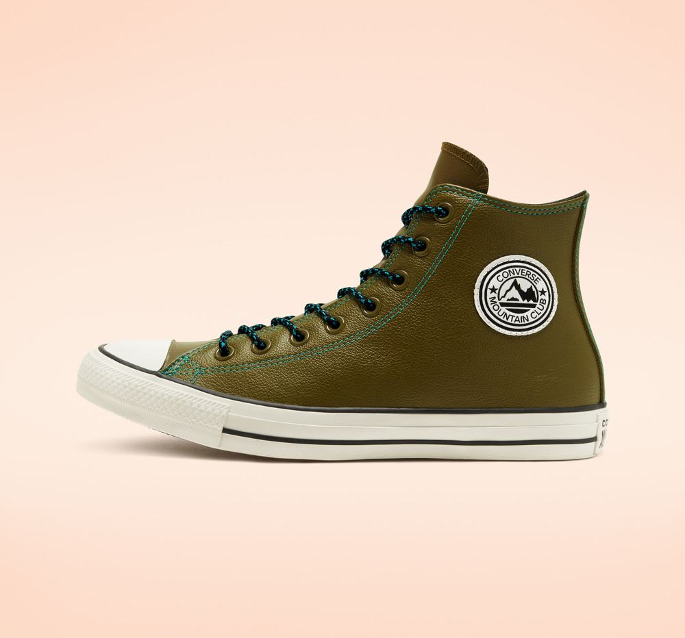 Tenis Converse Chuck Taylor All Star Tumbled Couro Cano Alto Mulher Verde Oliva/Verdes 258190DFS